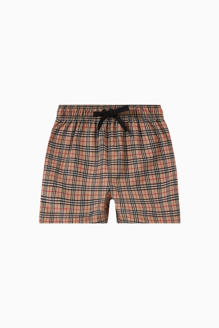 Kameron Checked Swim Shorts, Neutral
