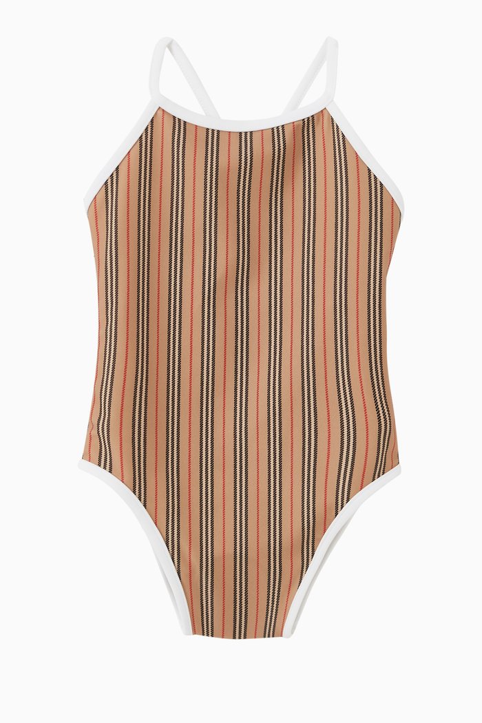 

Sandie Icon Stripe Swimsuit in Nylon, Neutral