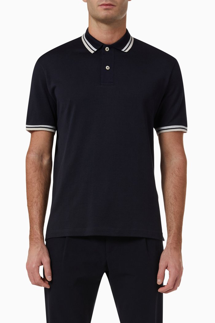 

Polo Shirt in Cotton Piqué, Blue