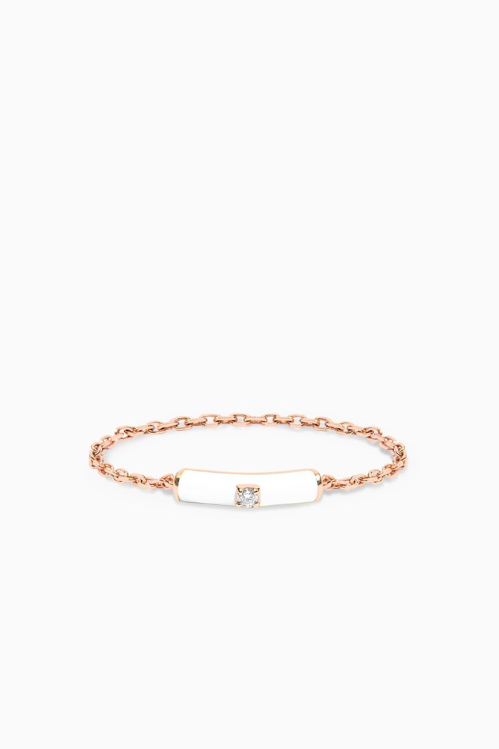 

Marbella Chain Diamond & Enamel Ring in 14kt Rose Gold