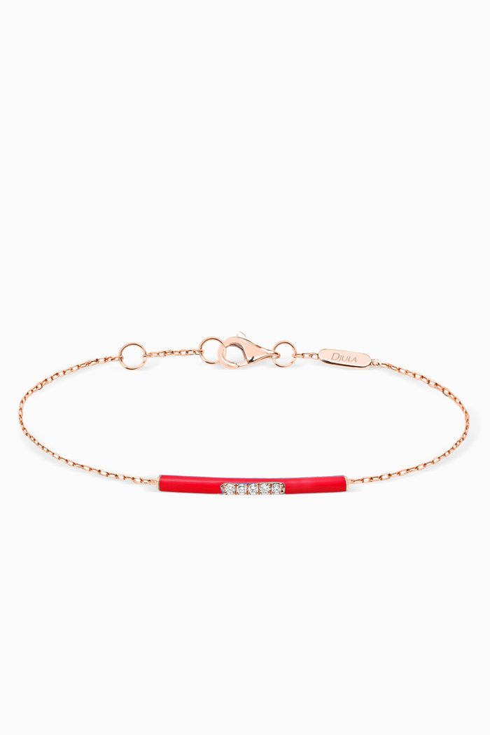 

Marbella Bar Enamel & Diamond Bracelet in 14kt Rose Gold