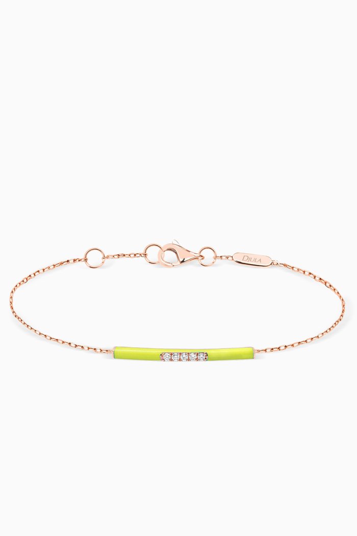 

Marbella Bar Enamel & Diamond Bracelet in 14kt Rose Gold