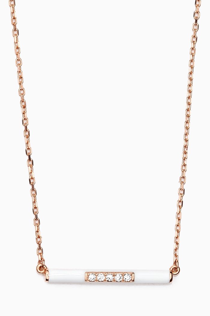

Marbella Bar Diamond & Enamel Necklace in 18kt Rose Gold