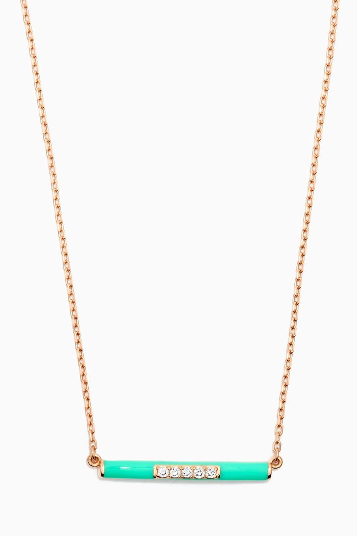 

Marbella Bar Diamond & Enamel Necklace in 18kt Rose Gold