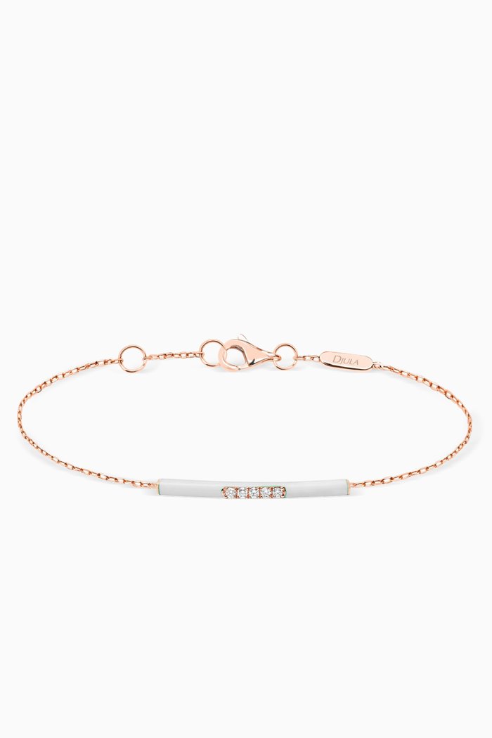 Marbella Bar Diamond & Enamel Bracelet in 18kt Rose Gold
