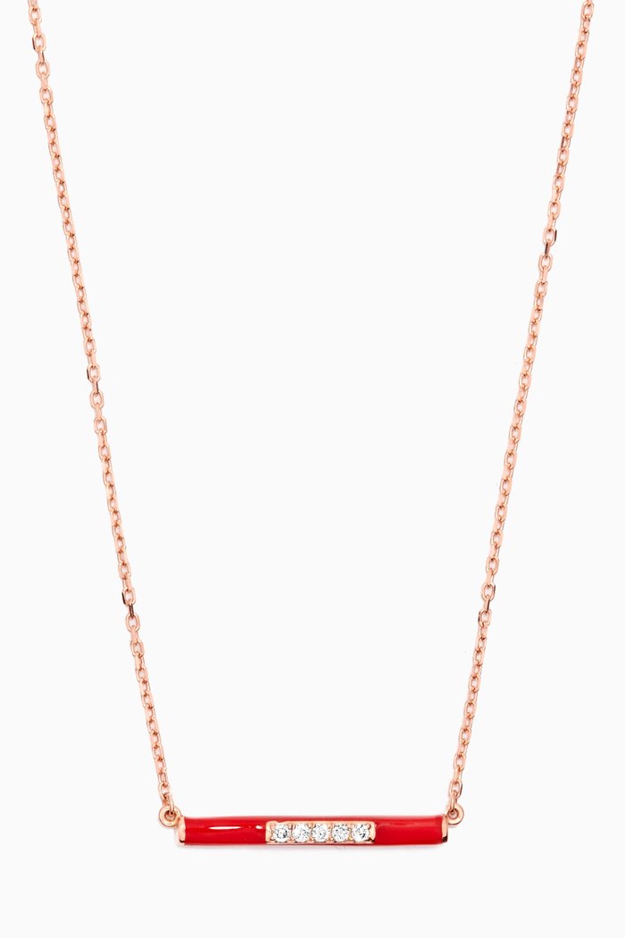 

Marbella Bar Diamond & Enamel Necklace in 18kt Rose Gold