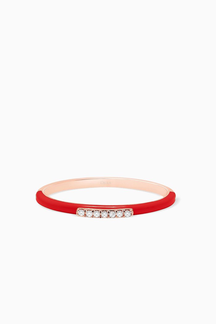 Marbella Band Diamond & Enamel Ring in 14kt Rose Gold
