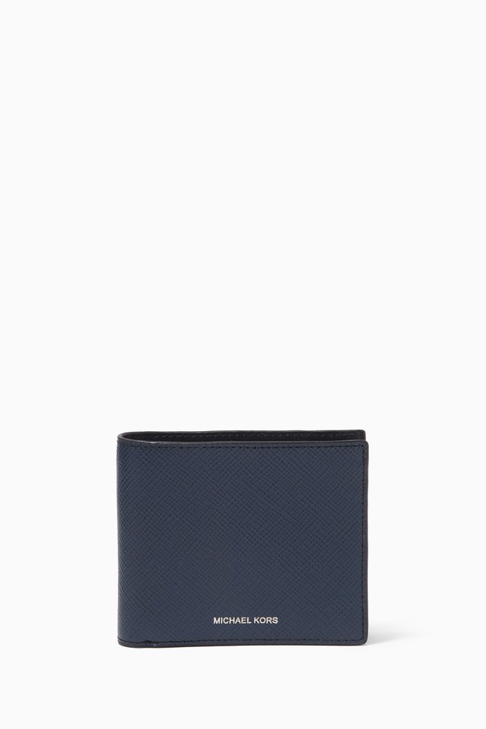 

Harrison Billfold Coin Wallet in Crossgrain Leather, Blue