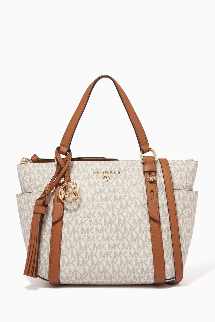 Sullivan Small Tote Bag in Logo Canvas, White