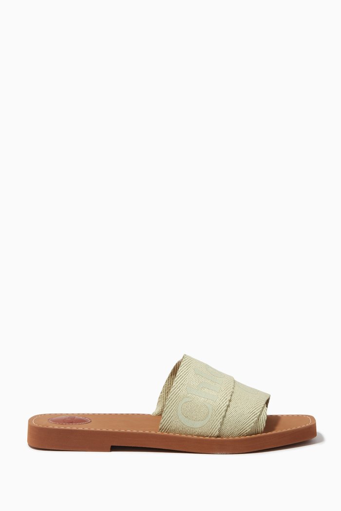 

Woody Slides in Linen Canvas, Green