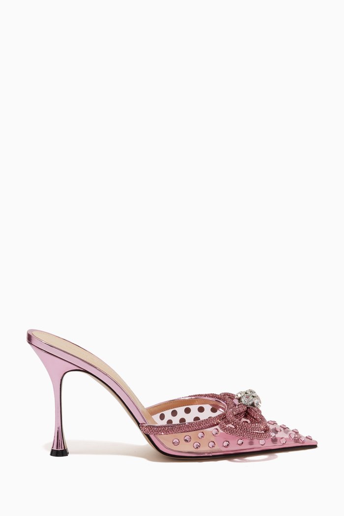 

Double Bow Crystal 100 Mules in PVC, Pink