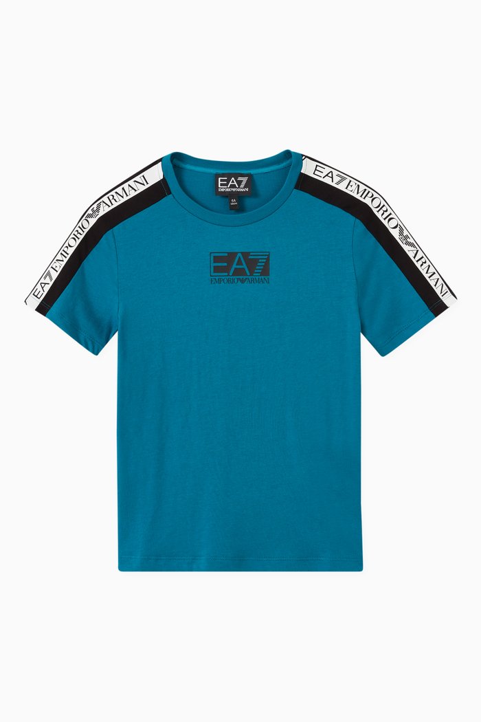 

EA Logo Tape T-shirt in Cotton, Blue