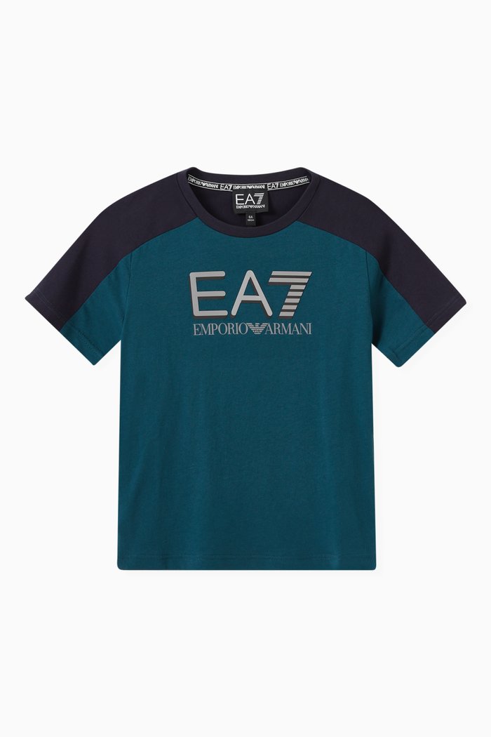 

Contrast EA7 Logo Print T-shirt in Cotton, Blue