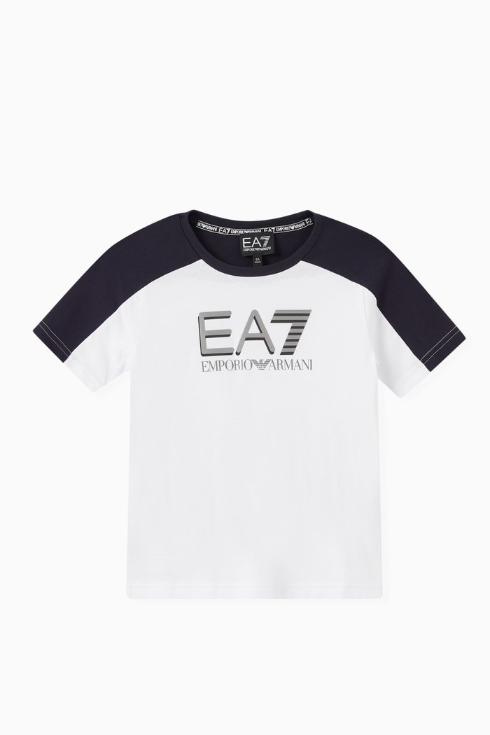 Contrast EA7 Logo Print T-shirt in Cotton, White
