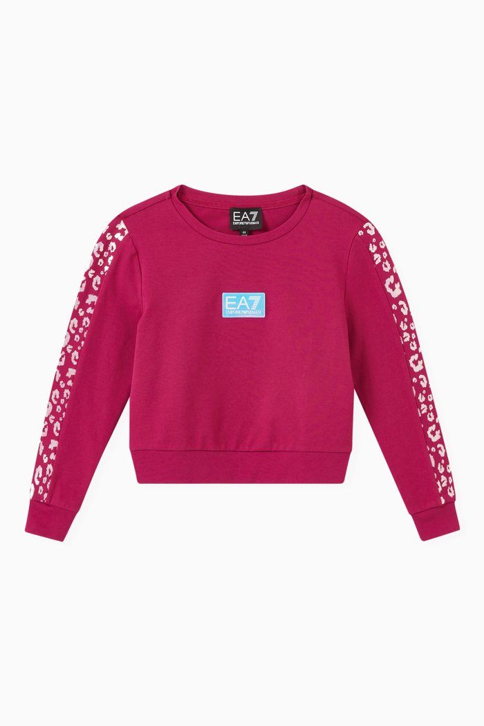 

Iridescent Animal-printed Sweatshirt in Cotton Jersey, Pink