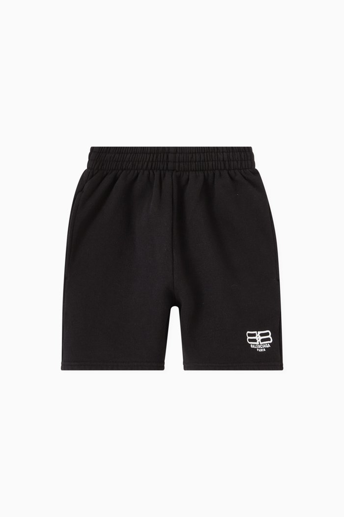 BB Paris Icon Jogging Shorts in Cotton Fleece, Black