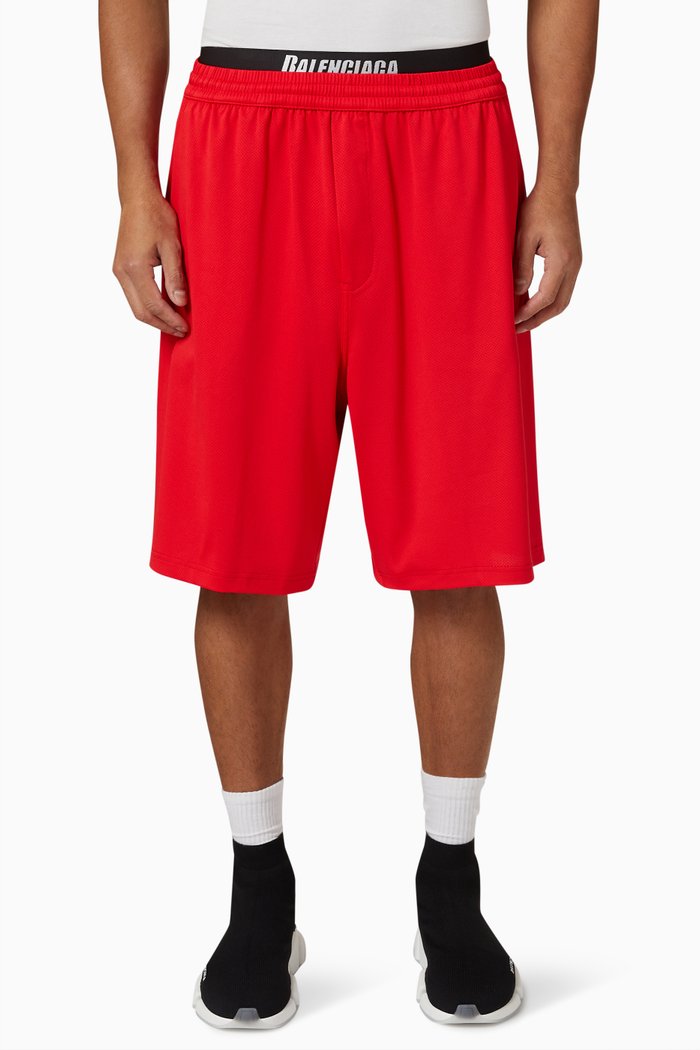 Swim Shorts in Technical Mesh, Red