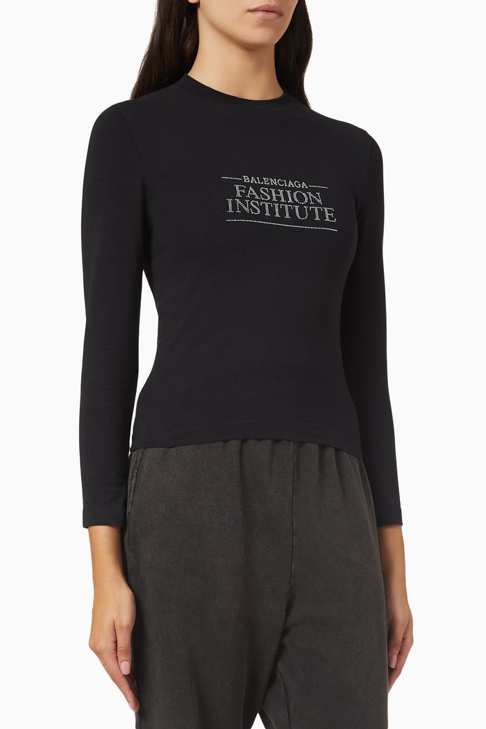 

Fashion Institute Fitted T-shirt in Peel Stretch Jersey, Black