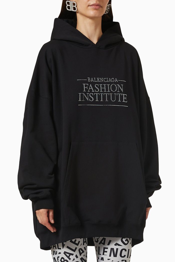 

Fashion Institute Large Fit Hoodie in Cotton Terry, Black