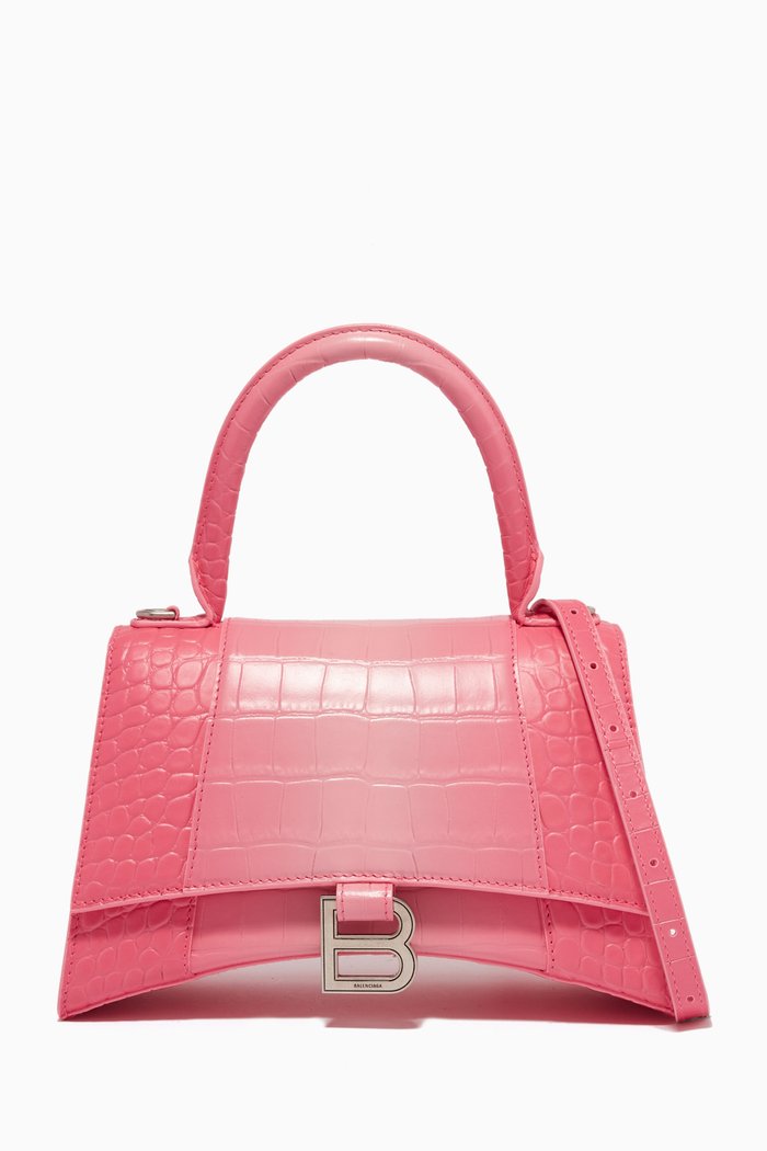 

Hourglass Small Top Handle Bag in Degrade Calfskin, Pink