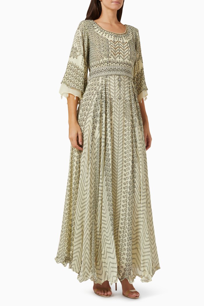 

Embellished Printed Kaftan, Neutral
