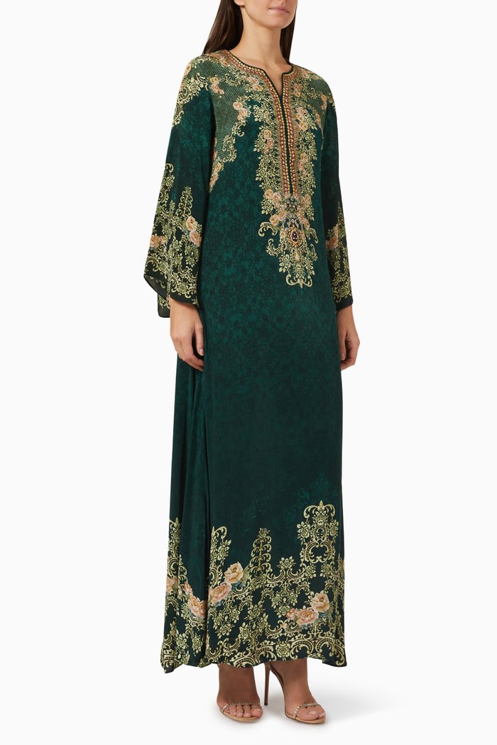 

Embellished Floral Print Kaftan, Green