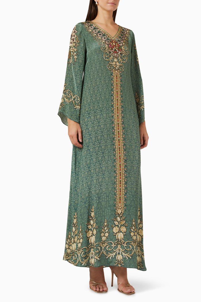 

Embellished V-neck Kaftan, Green