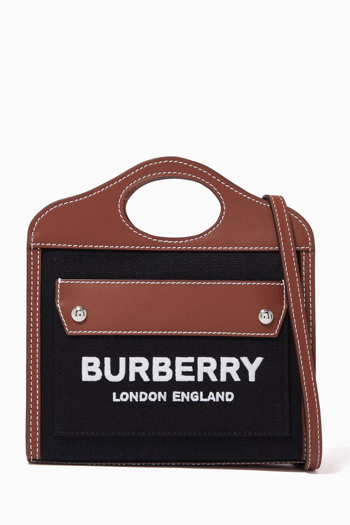 

Micro Pocket Bag in Leather and E-canvas, Black