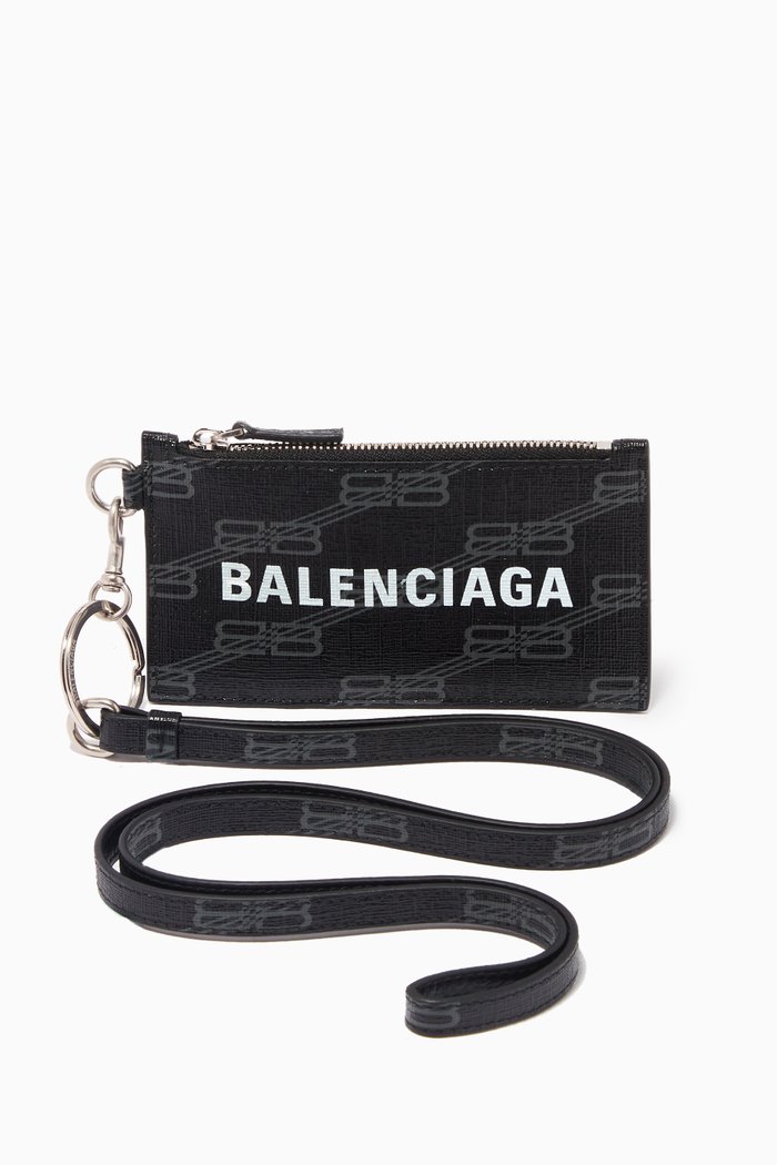 

Cash Card Case on Keyring in BB Monogram Canvas, Black
