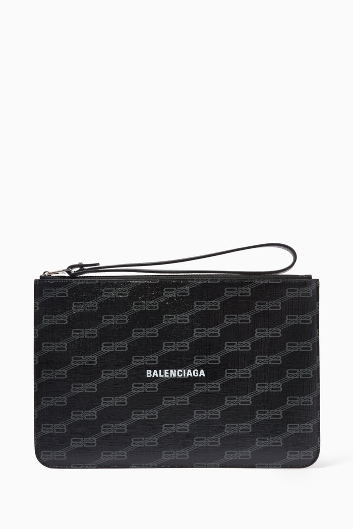 

Cash Pouch M with Handle in BB Monogram Canvas, Black