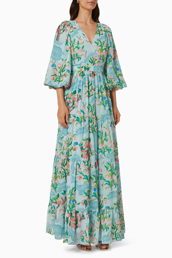 

Orchard Flare Maxi Dress in Chiffon, Blue