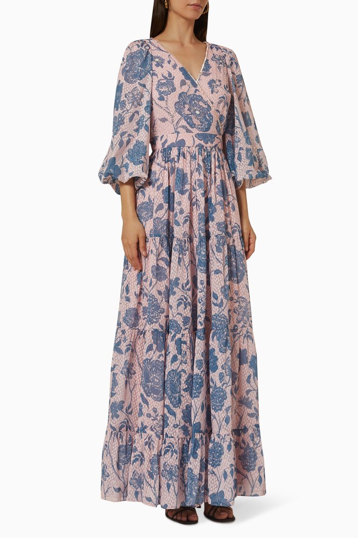 

Verdura Flare Maxi Dress in Chiffon, Blue