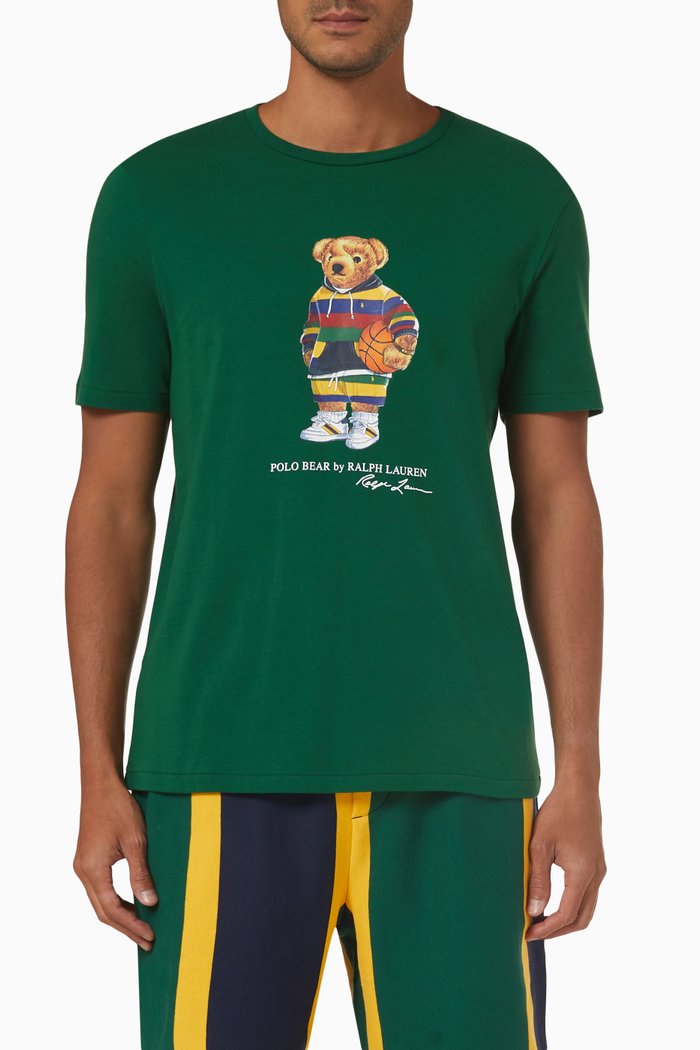 

Polo Bear Custom Slim Fit T-shirt in Cotton Jersey, Green