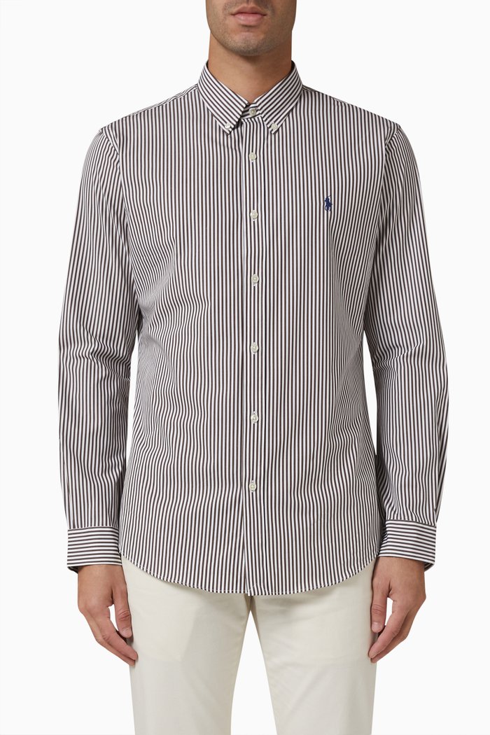 

Long Sleeve Shirt in Cotton, Brown