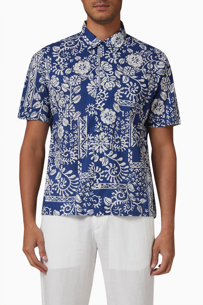 

Printed Shirt in Cotton, Blue
