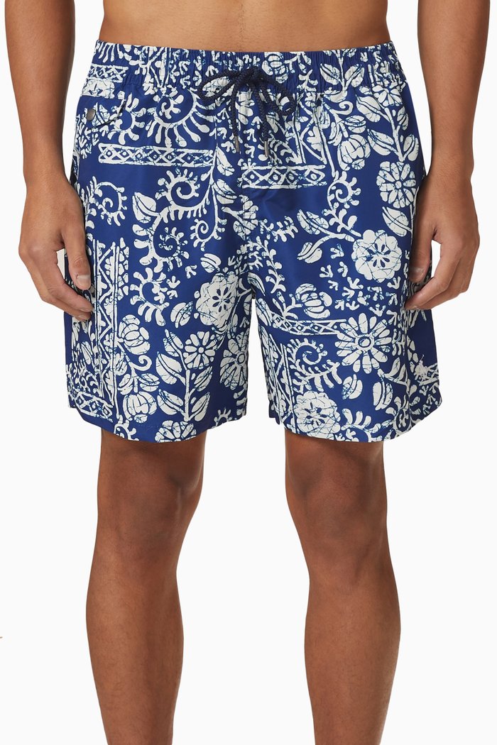

Explorer Mid Swim Trunks in Recycled Fabric, Blue