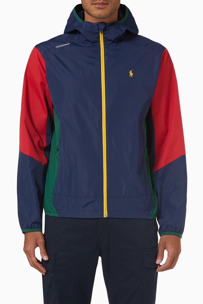 

Water-Repellent Hooded Jacket in Recycled Polyester, Blue