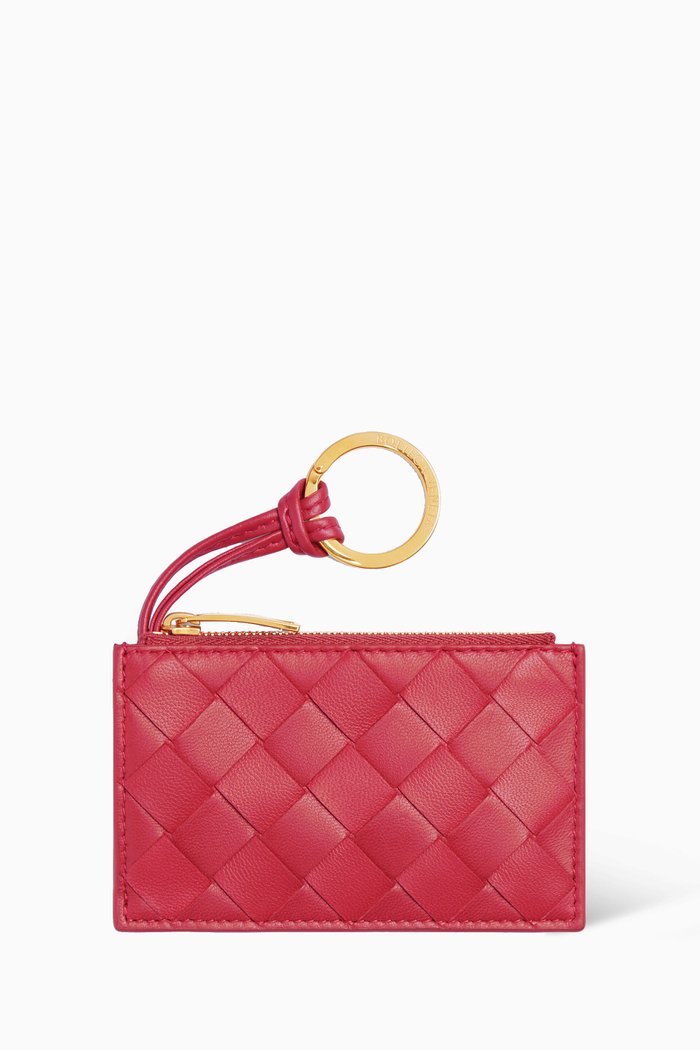 

Key Pouch in Intreccio Nappa Leather, Pink