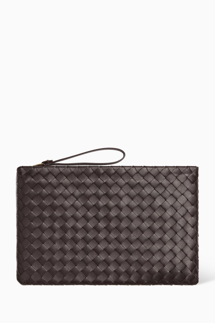 

Large Pouch in Intrecciato Nappa, Purple