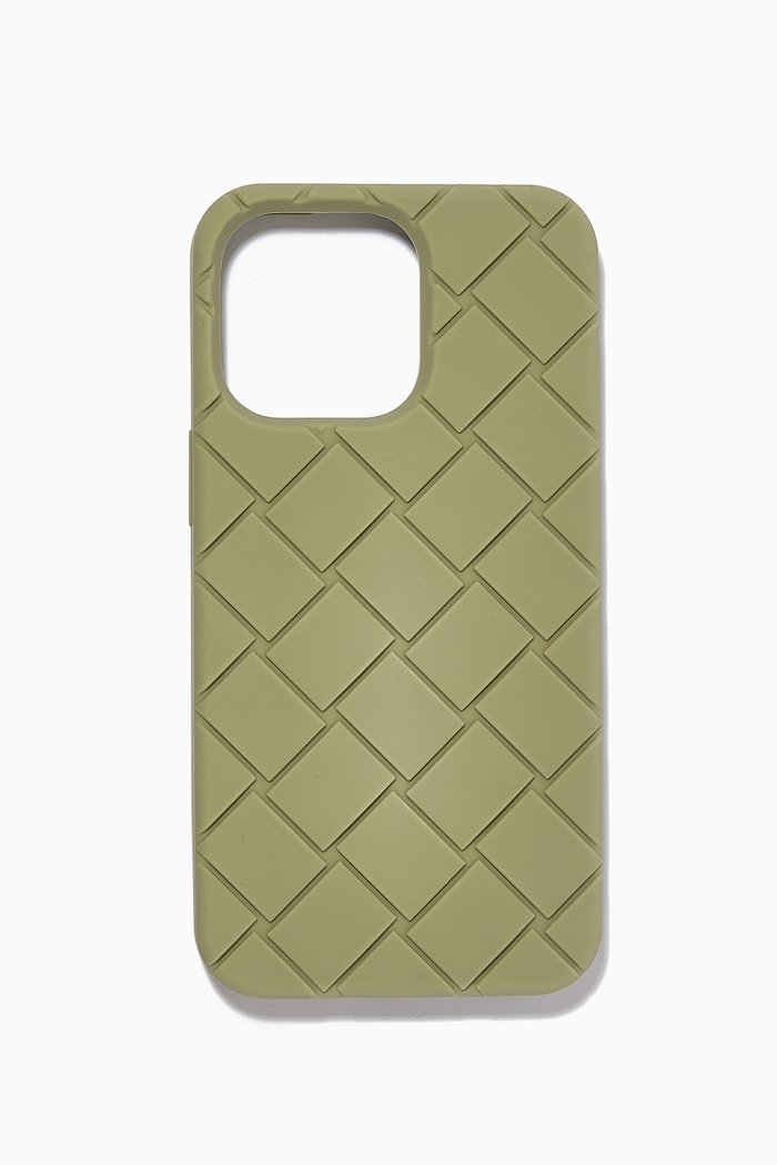 iPhone 13 Pro Case in Intrecciato Rubber Silicone, Grey