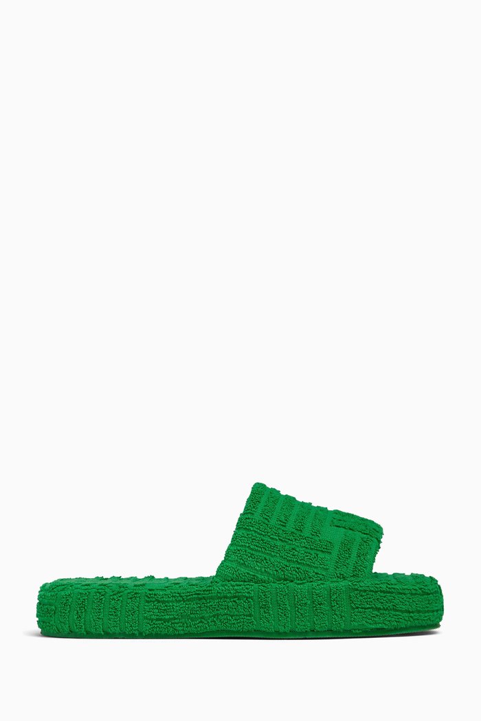 

Resort Sponge Slides in Cotton Terry Cloth, Green