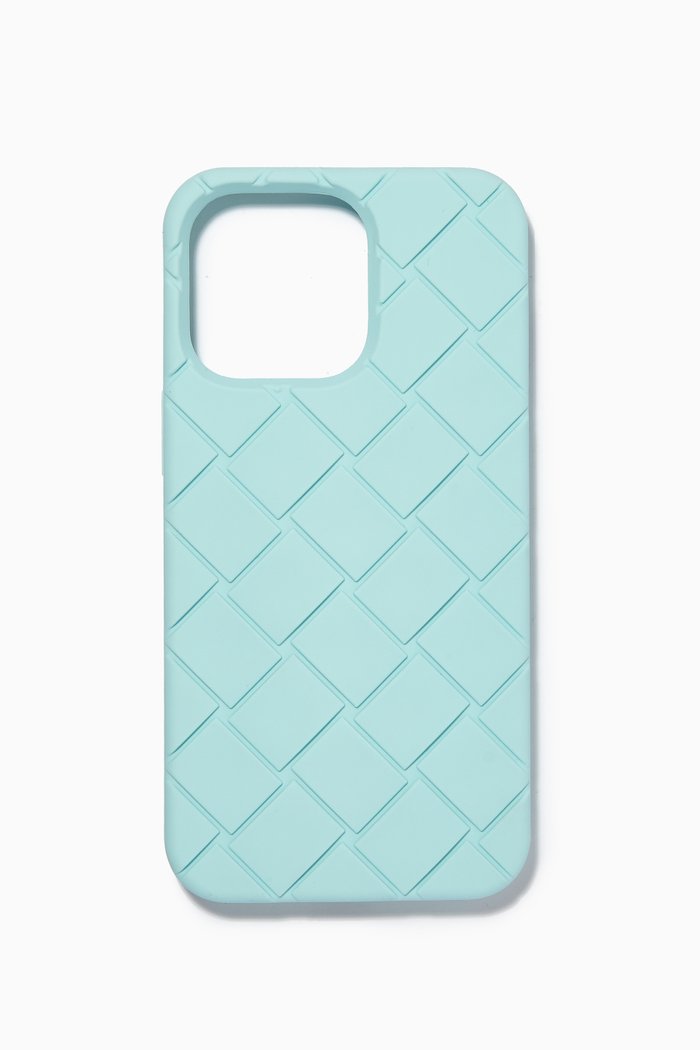 

iPhone 13 Pro Case in Intrecciato Rubber Silicone, Blue