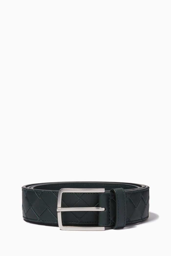 

Belt in Intrecciato Calfskin, 35mm, Green