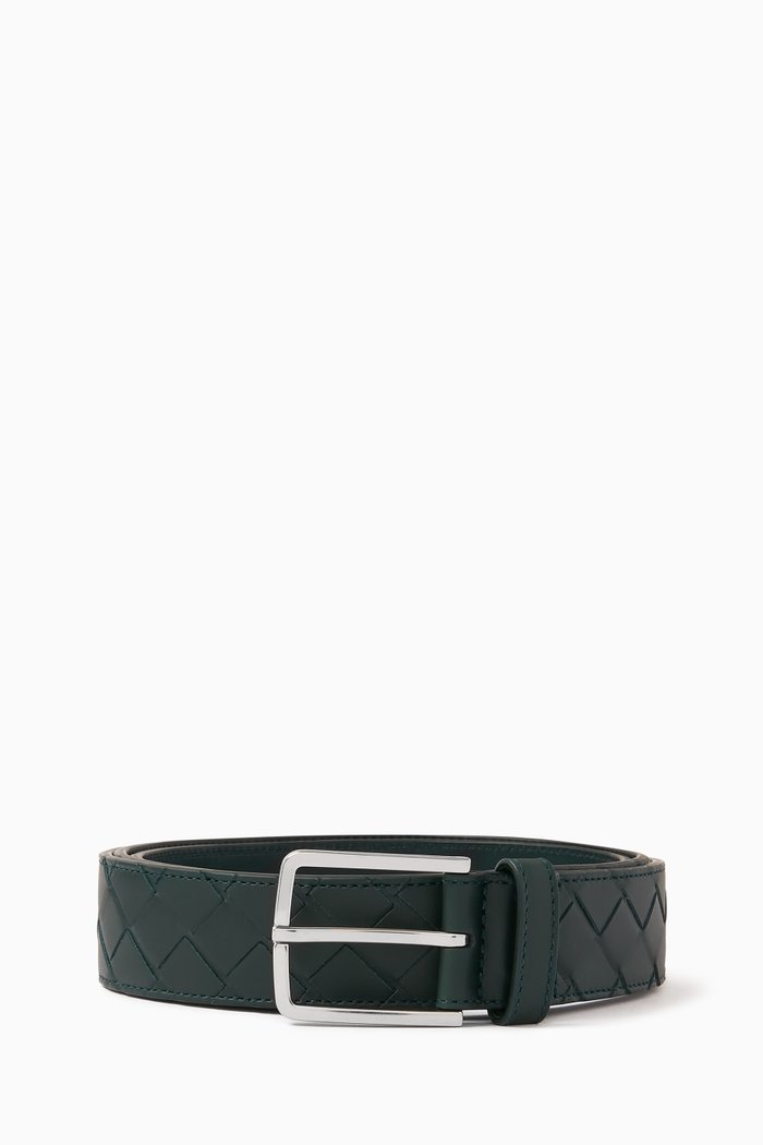 Intrecciato Belt in Leather, Green