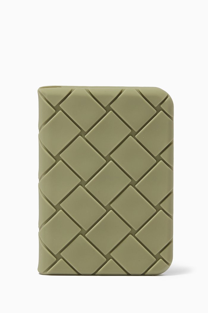 

Flap Card Case in Intrecciato Rubber Silicone, Grey