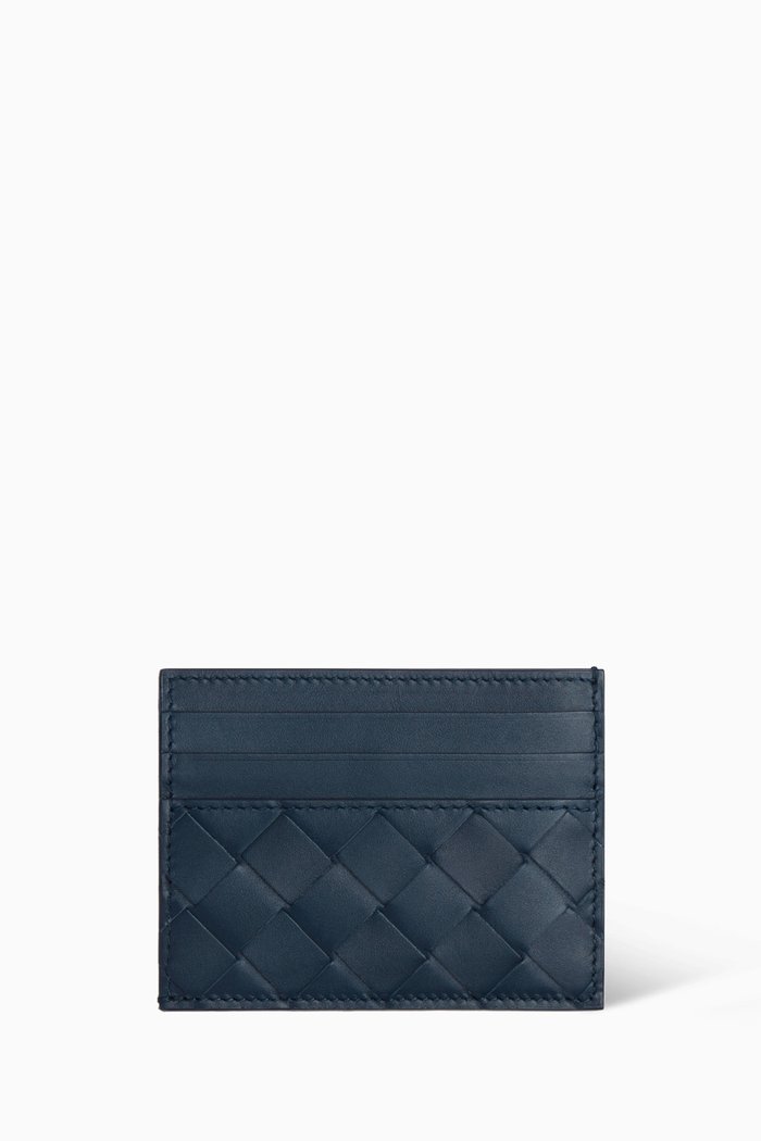 

Card Case in Intrecciato Calfskin, Blue