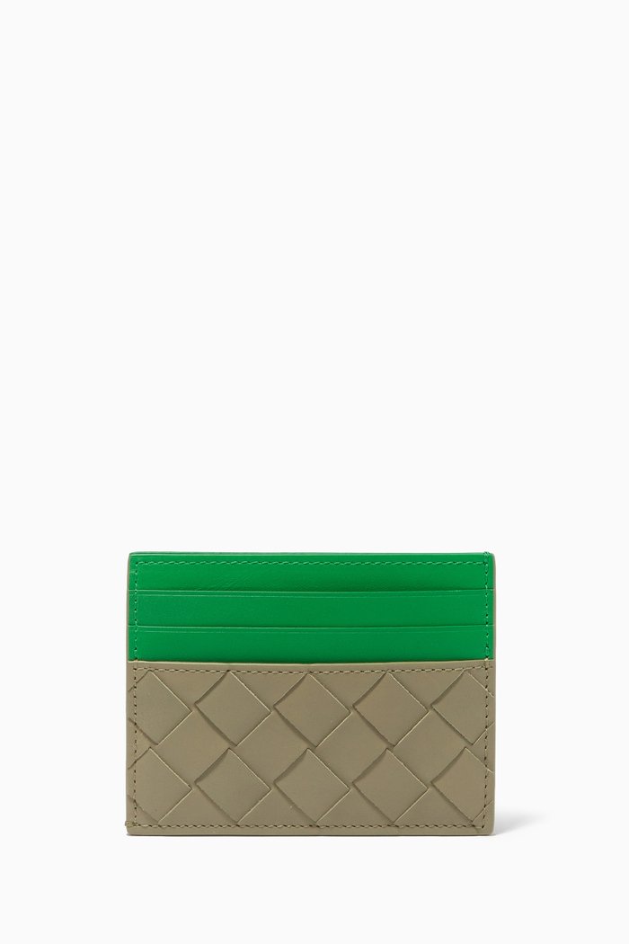 

Card Case in Intrecciato Calfskin, Grey