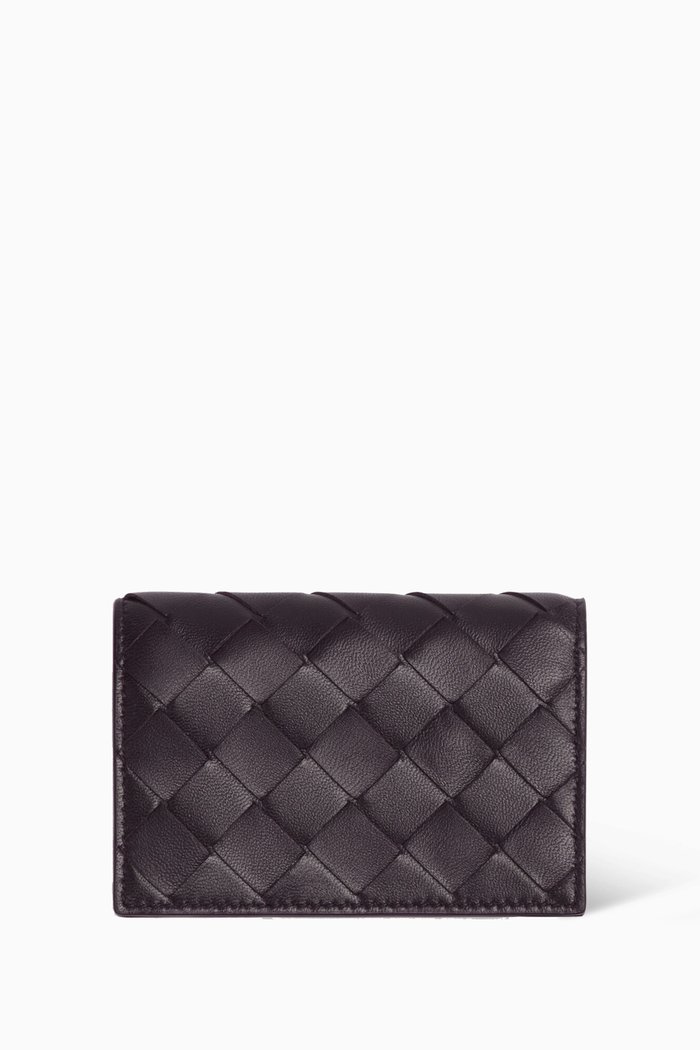 

Card Case in Intrecciato Leather, Purple