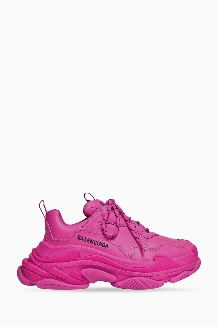 

Triple S All-over Logo Sneakers in Double Foam & Mesh, Pink