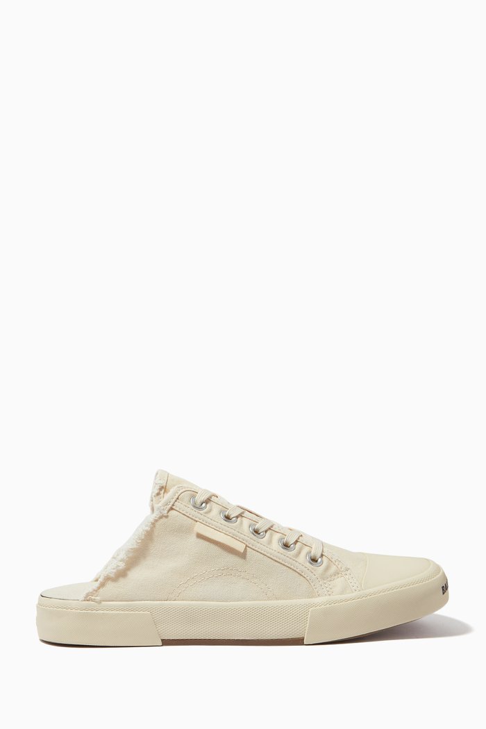 

Paris Mule Sneakers in Destroyed Cotton & Rubber, White